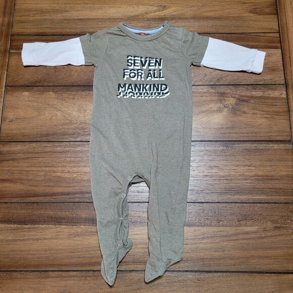 Seven For All Mankind LS Army Green Bodysuit w/ Footies - Picture 1 of 9